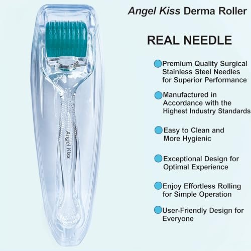 Angel Kiss Derma Roller 0.30mm - 192 Stainless Steel Microneedling Roller for Face, Scalp & Body - At-Home Microdermabrasion Kit Avelisse