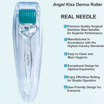 Angel Kiss Derma Roller 0.30mm - 192 Stainless Steel Microneedling Roller for Face, Scalp & Body - At-Home Microdermabrasion Kit Avelisse