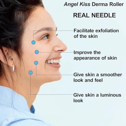 Angel Kiss Derma Roller 0.30mm - 192 Stainless Steel Microneedling Roller for Face, Scalp & Body - At-Home Microdermabrasion Kit Avelisse