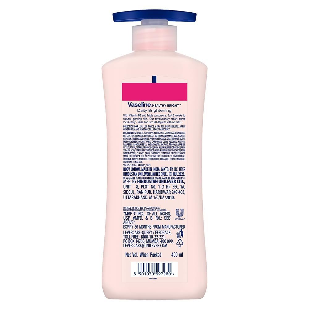 Vaseline Healthy Daily Body Lotion with Vitamin B3, Lightweight Daily Use Moisturizing Lotion – 400 ml (13.53 fl oz) - görsel 4