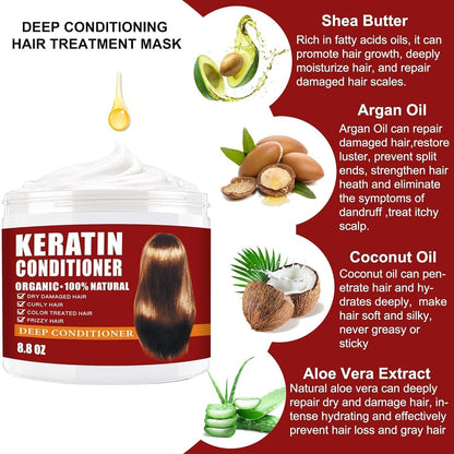 CRISTALBOX Keratin Hair Mask 250g – Deep Conditioning Hair Treatment for Dry, Damaged Hair | Natural Hydrating Hair Mask for All Hair Types