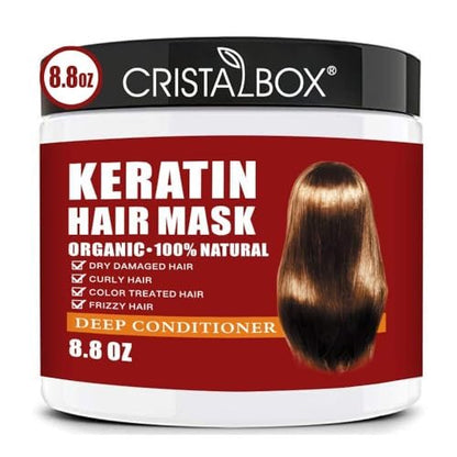 CRISTALBOX Keratin Hair Mask 250g – Deep Conditioning Hair Treatment for Dry, Damaged Hair | Natural Hydrating Hair Mask for All Hair Types