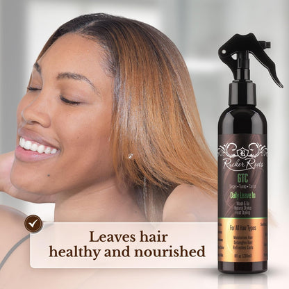 Rucker Roots Daily Leave In Conditioning Spray for Curly Hair | Moisturizes & Refreshes Curls | 8 Fl Oz