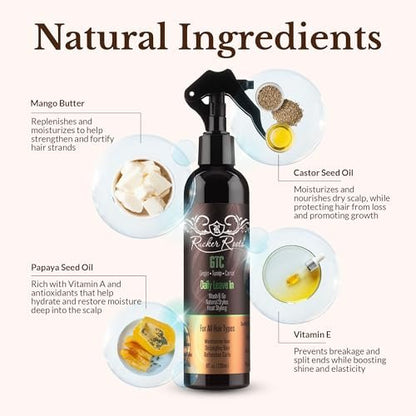 Rucker Roots Daily Leave In Conditioning Spray for Curly Hair | Moisturizes & Refreshes Curls | 8 Fl Oz