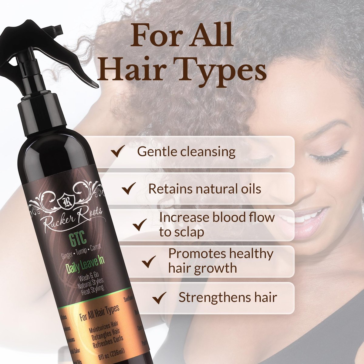 Rucker Roots Daily Leave In Conditioning Spray for Curly Hair | Moisturizes & Refreshes Curls | 8 Fl Oz - görsel 6