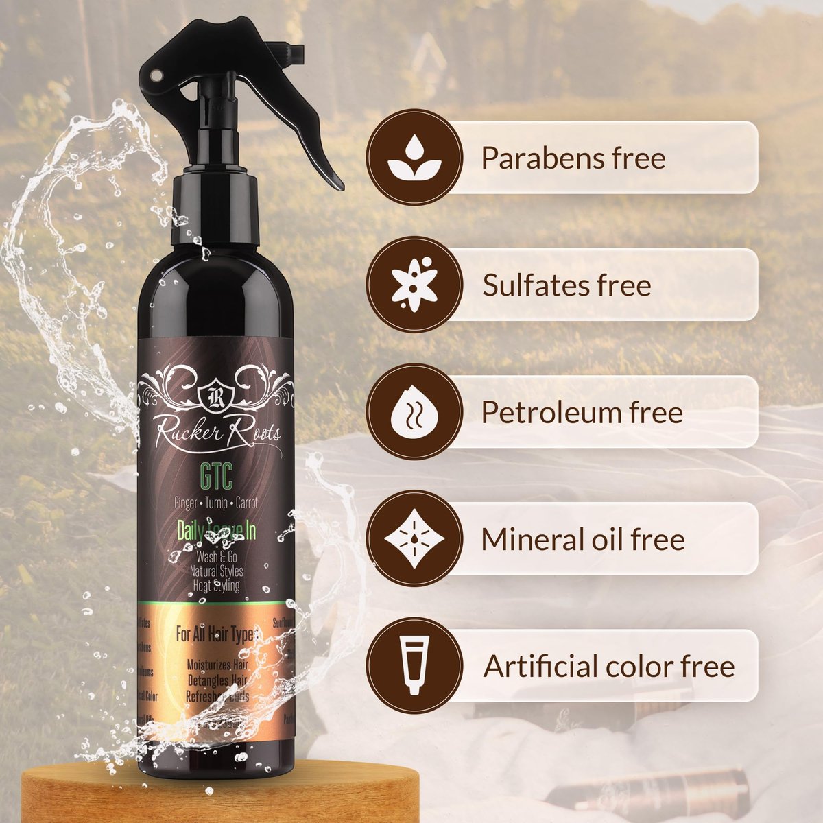 Rucker Roots Daily Leave In Conditioning Spray for Curly Hair | Moisturizes & Refreshes Curls | 8 Fl Oz - görsel 8