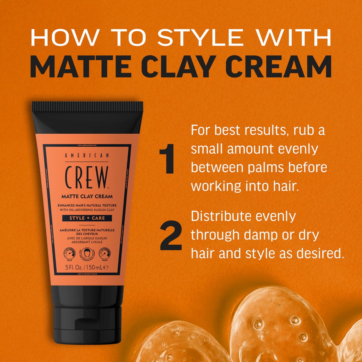 AMERICAN CREW Matte Clay Cream – Medium Hold Hair Styling Clay Gel for Men, Matte Finish, 5 fl oz Avelisse
