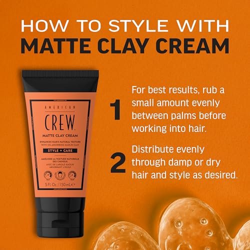 AMERICAN CREW Matte Clay Cream – Medium Hold Hair Styling Clay Gel for Men, Matte Finish, 5 fl oz Avelisse