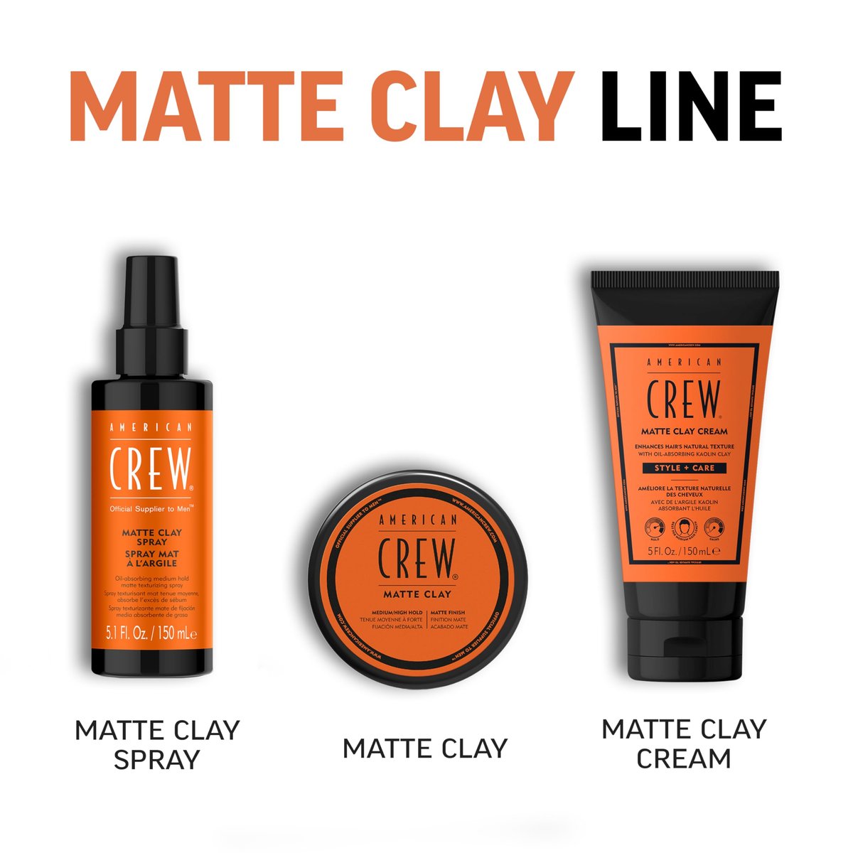 AMERICAN CREW Matte Clay Cream – Medium Hold Hair Styling Clay Gel for Men, Matte Finish, 5 fl oz Avelisse