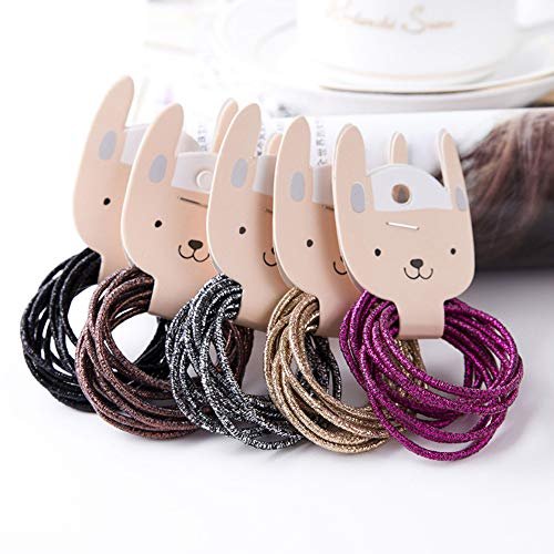 LOVEF 200-Piece Glitter Multi-Color Hair Elastics – No Metal, No Crease Ponytail Holders for Girls & Ladies - görsel 4