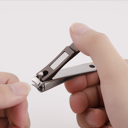 ILLILOTS Nail Clippers Set with Built-in Nail File - Durable Sharp Zinc Alloy Fingernail & Toenail Clipper with Tin Case, Matte Gray