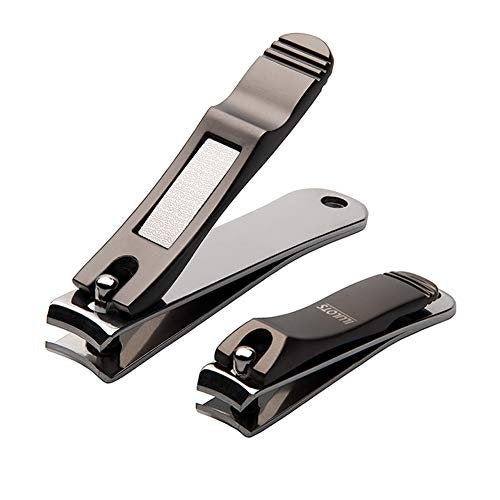 ILLILOTS Nail Clippers Set with Built-in Nail File - Durable Sharp Zinc Alloy Fingernail & Toenail Clipper with Tin Case, Matte Gray - görsel 2