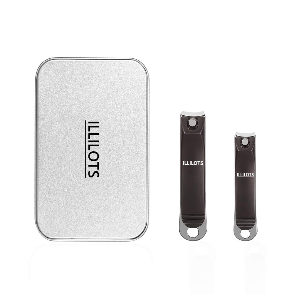 ILLILOTS Nail Clippers Set with Built-in Nail File - Durable Sharp Zinc Alloy Fingernail & Toenail Clipper with Tin Case, Matte Gray - görsel 3