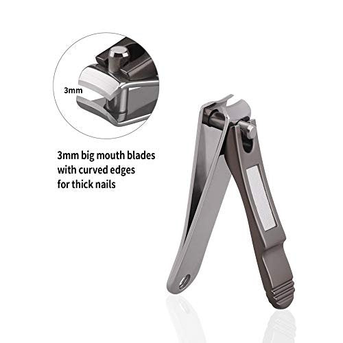 ILLILOTS Nail Clippers Set with Built-in Nail File - Durable Sharp Zinc Alloy Fingernail & Toenail Clipper with Tin Case, Matte Gray - görsel 12
