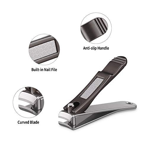 ILLILOTS Nail Clippers Set with Built-in Nail File - Durable Sharp Zinc Alloy Fingernail & Toenail Clipper with Tin Case, Matte Gray - görsel 10