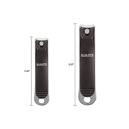 ILLILOTS Nail Clippers Set with Built-in Nail File - Durable Sharp Zinc Alloy Fingernail & Toenail Clipper with Tin Case, Matte Gray