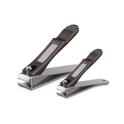 ILLILOTS Nail Clippers Set with Built-in Nail File - Durable Sharp Zinc Alloy Fingernail & Toenail Clipper with Tin Case, Matte Gray