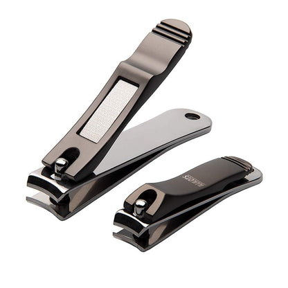 ILLILOTS Nail Clippers Set with Built-in Nail File - Durable Sharp Zinc Alloy Fingernail & Toenail Clipper with Tin Case, Matte Gray