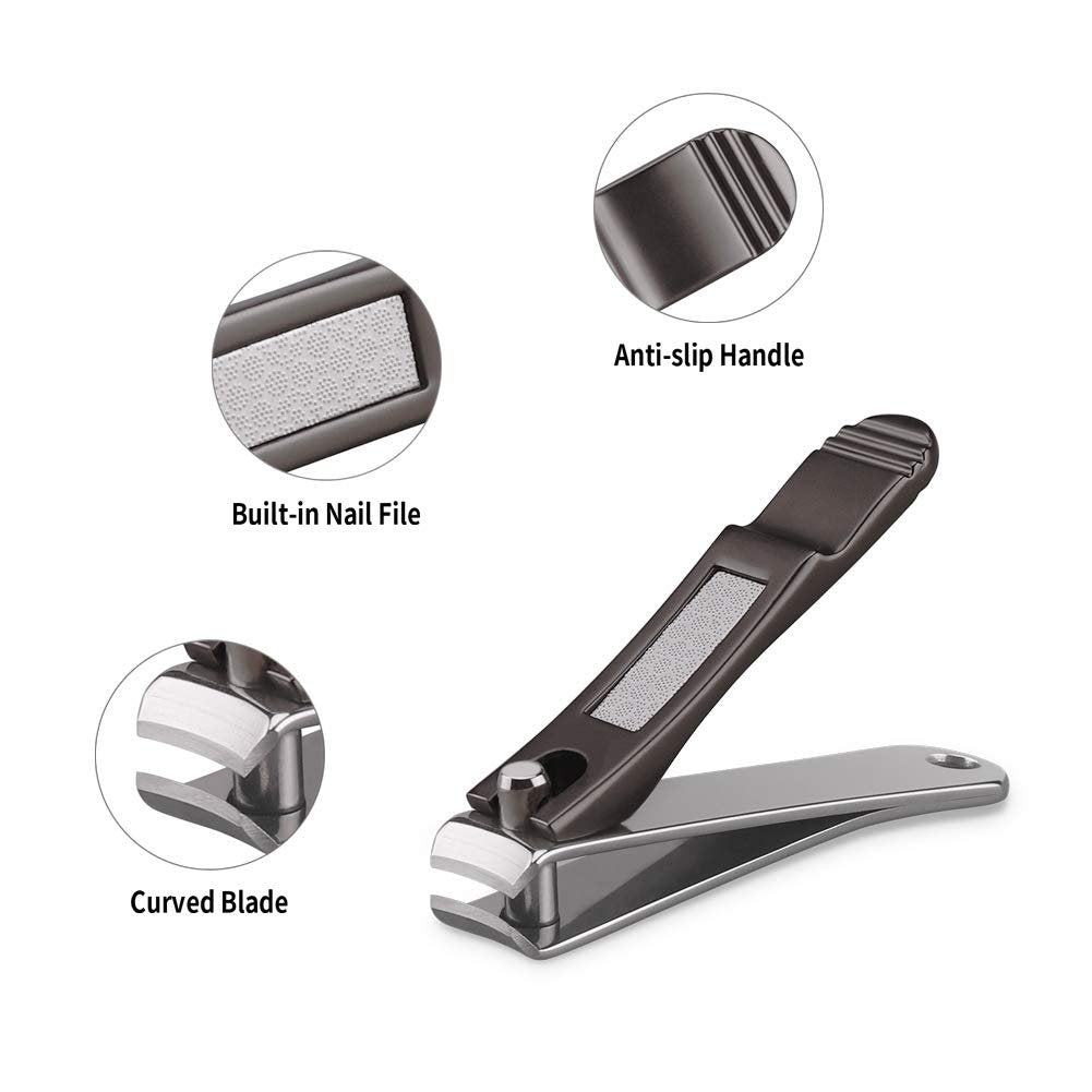 ILLILOTS Nail Clippers Set with Built-in Nail File - Durable Sharp Zinc Alloy Fingernail & Toenail Clipper with Tin Case, Matte Gray - görsel 9