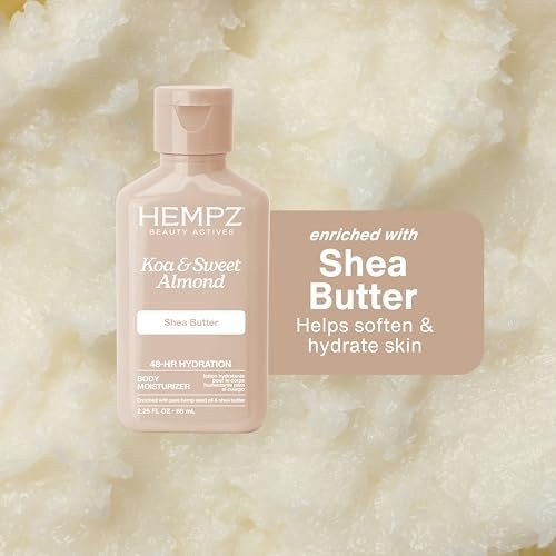 Hempz Smoothing Herbal Body Moisturizer - Koa & Sweet Almond, 2.25 oz - Lightweight Vegan Lotion with Hemp Seed Oil & Shea Butter for Dry Skin - görsel 6