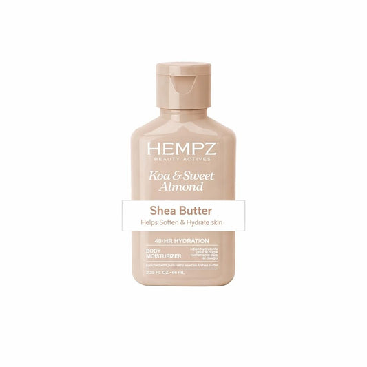 Hempz Smoothing Herbal Body Moisturizer - Koa & Sweet Almond, 2.25 oz - Lightweight Vegan Lotion with Hemp Seed Oil & Shea Butter for Dry Skin