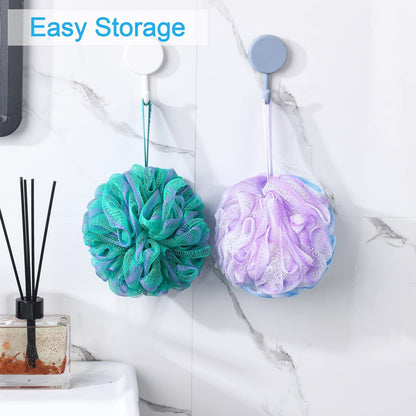 AmazerBath Loofah Sponge Set of 4 – Large Exfoliating Bath Sponges (Green-Purple)