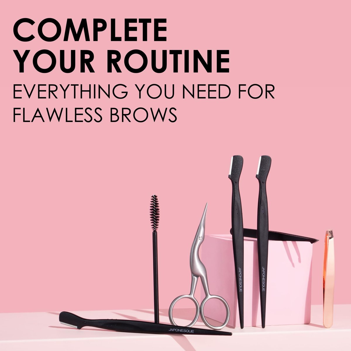 JAPONESQUE Pointed-Slant & Slant Tweezers, 2 Pack for Eyebrow Grooming, Facial Hair Removal, Rose Gold and Black, Stainless Steel - görsel 17