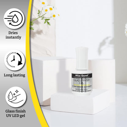 Mia Secret Glass Finish UV-LED Gel Nail Base Coat - 0.5 fl oz (15 mL) Clear Avelisse
