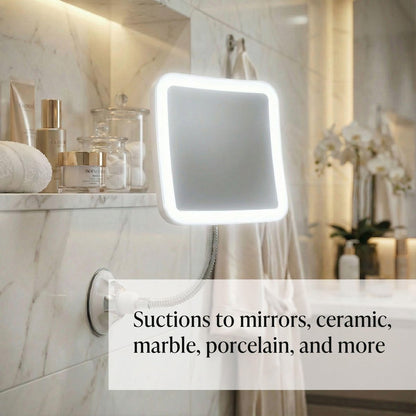 Fancii Flexible Magnifying Mirror 10X with LED Light and Gooseneck - Lighted Travel Makeup Mirror with Lock Suction, Natural Daylight LED, Cordless and Portable (Mira Plus) Avelisse