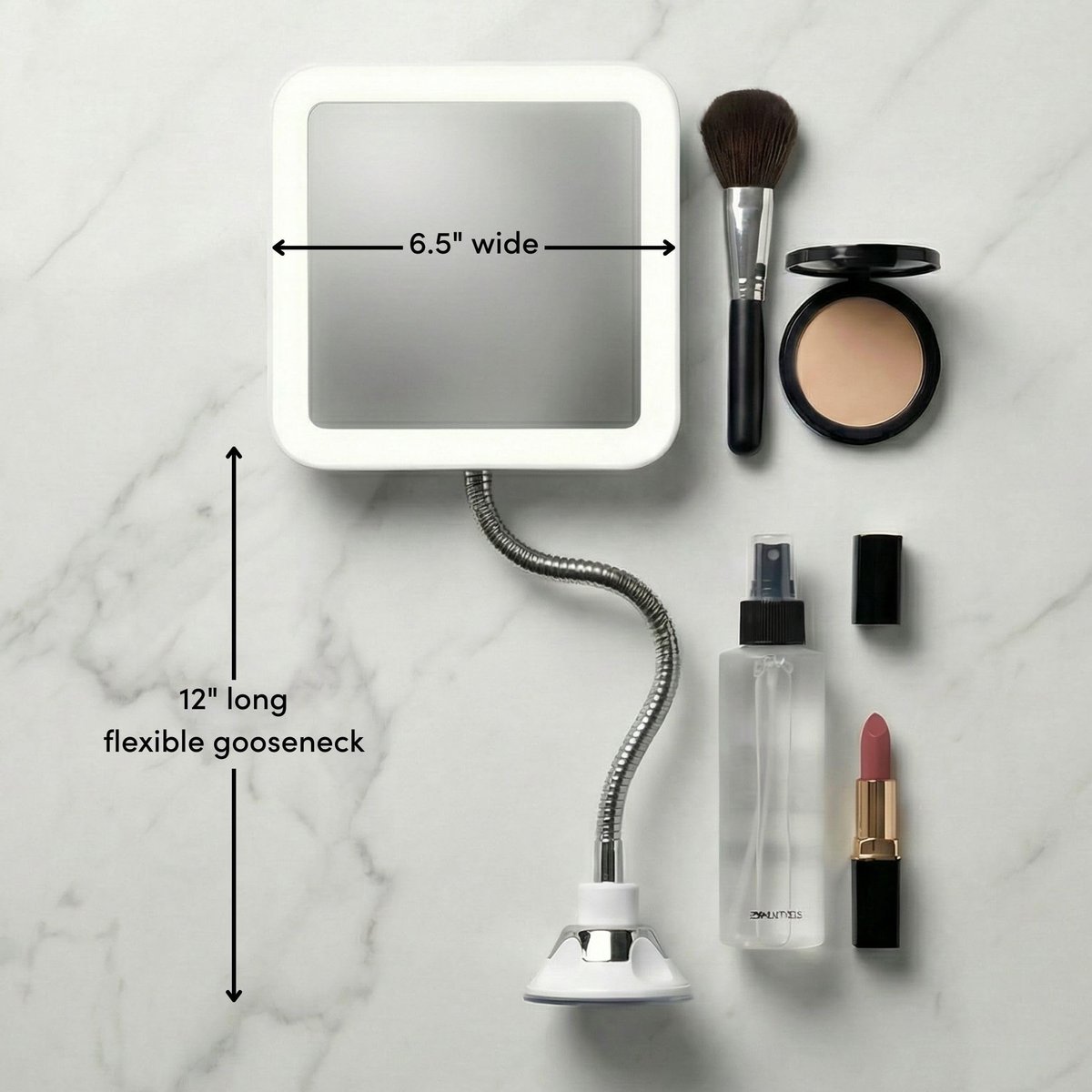 Fancii Flexible Magnifying Mirror 10X with LED Light and Gooseneck - Lighted Travel Makeup Mirror with Lock Suction, Natural Daylight LED, Cordless and Portable (Mira Plus) Avelisse