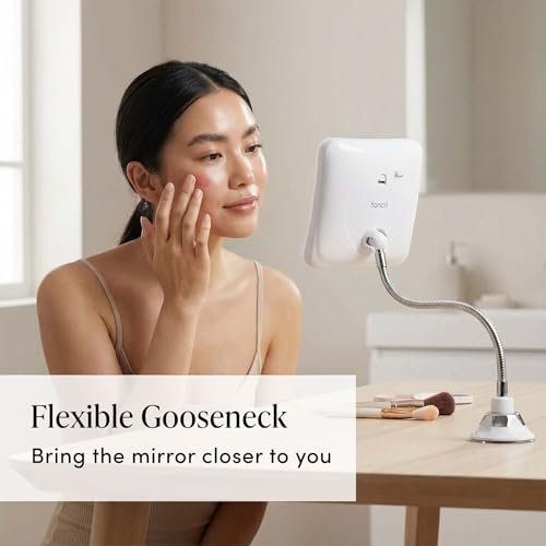 Fancii Flexible Magnifying Mirror 10X with LED Light and Gooseneck - Lighted Travel Makeup Mirror with Lock Suction, Natural Daylight LED, Cordless and Portable (Mira Plus) Avelisse