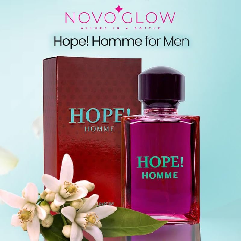 NovoGlow Hope Homme for Men - 100ml Eau De Parfum Spray - Spicy Floral & Intense Long-Lasting Fragrance Avelisse