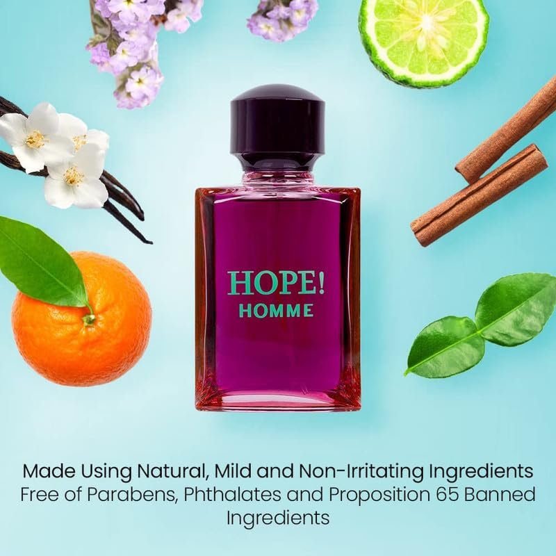 NovoGlow Hope Homme for Men - 100ml Eau De Parfum Spray - Spicy Floral & Intense Long-Lasting Fragrance Avelisse
