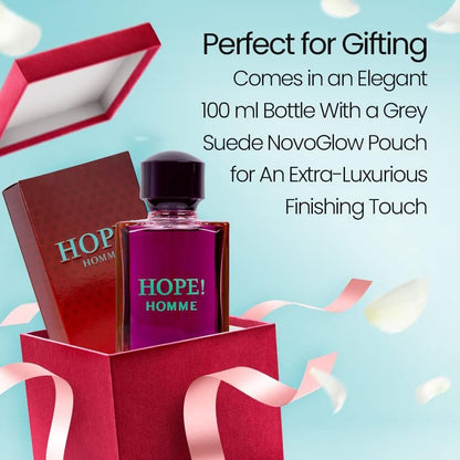 NovoGlow Hope Homme for Men - 100ml Eau De Parfum Spray - Spicy Floral & Intense Long-Lasting Fragrance Avelisse