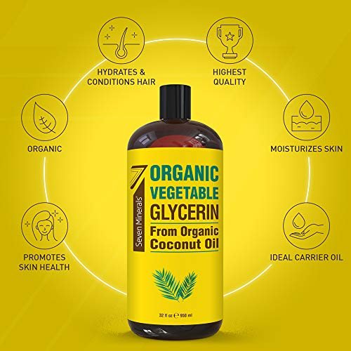 Organic Vegetable Glycerin - 32 fl oz - Made with Organic Coconut Oil, No Palm Oil - Therapeutical Grade for DIY Skincare, Hair & Nails Moisturizer Avelisse
