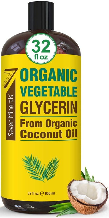 Organic Vegetable Glycerin - 32 fl oz - Made with Organic Coconut Oil, No Palm Oil - Therapeutical Grade for DIY Skincare, Hair & Nails Moisturizer Avelisse