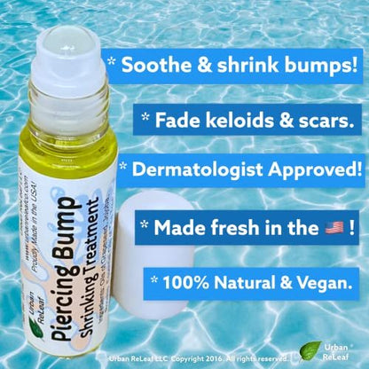 Urban ReLeaf Piercing Bump Shrinking Treatment – Gentle Natural Aftercare with Essential Oils, Roller-Ball Applicator for Scars, Nodules, Cartilage, Nose, Ear Spots Avelisse