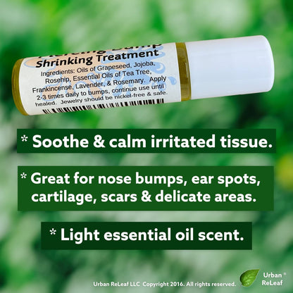Urban ReLeaf Piercing Bump Shrinking Treatment – Gentle Natural Aftercare with Essential Oils, Roller-Ball Applicator for Scars, Nodules, Cartilage, Nose, Ear Spots Avelisse