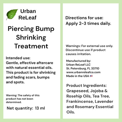 Urban ReLeaf Piercing Bump Shrinking Treatment – Gentle Natural Aftercare with Essential Oils, Roller-Ball Applicator for Scars, Nodules, Cartilage, Nose, Ear Spots Avelisse