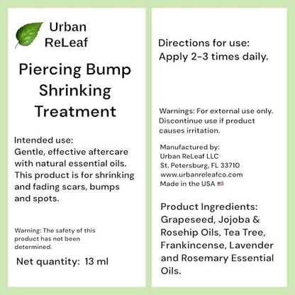 Urban ReLeaf Piercing Bump Shrinking Treatment – Gentle Natural Aftercare with Essential Oils, Roller-Ball Applicator for Scars, Nodules, Cartilage, Nose, Ear Spots Avelisse