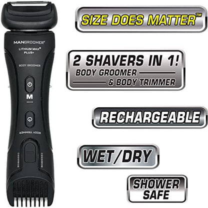 MANGROOMER Lithium Max Plus Body Groomer - Ball Groomer & Body Trimmer for Men with Free Bonus Foil Avelisse