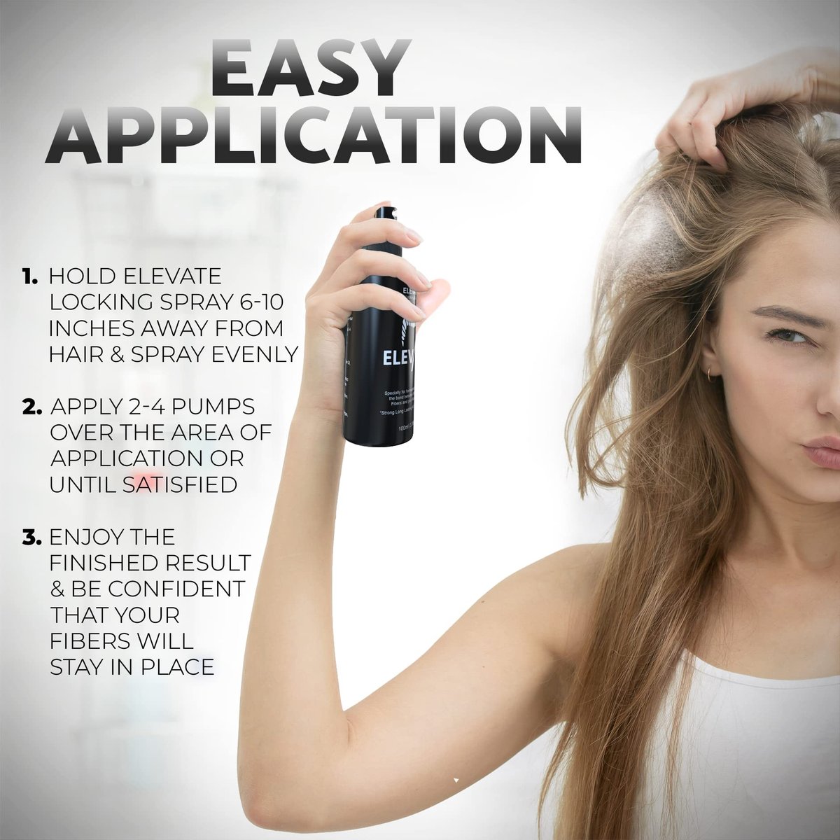 Elevate Hair Fiber Locking & Setting Hold Spray – Long Lasting, Weather Resistant for Men & Women, 3.38 oz Avelisse