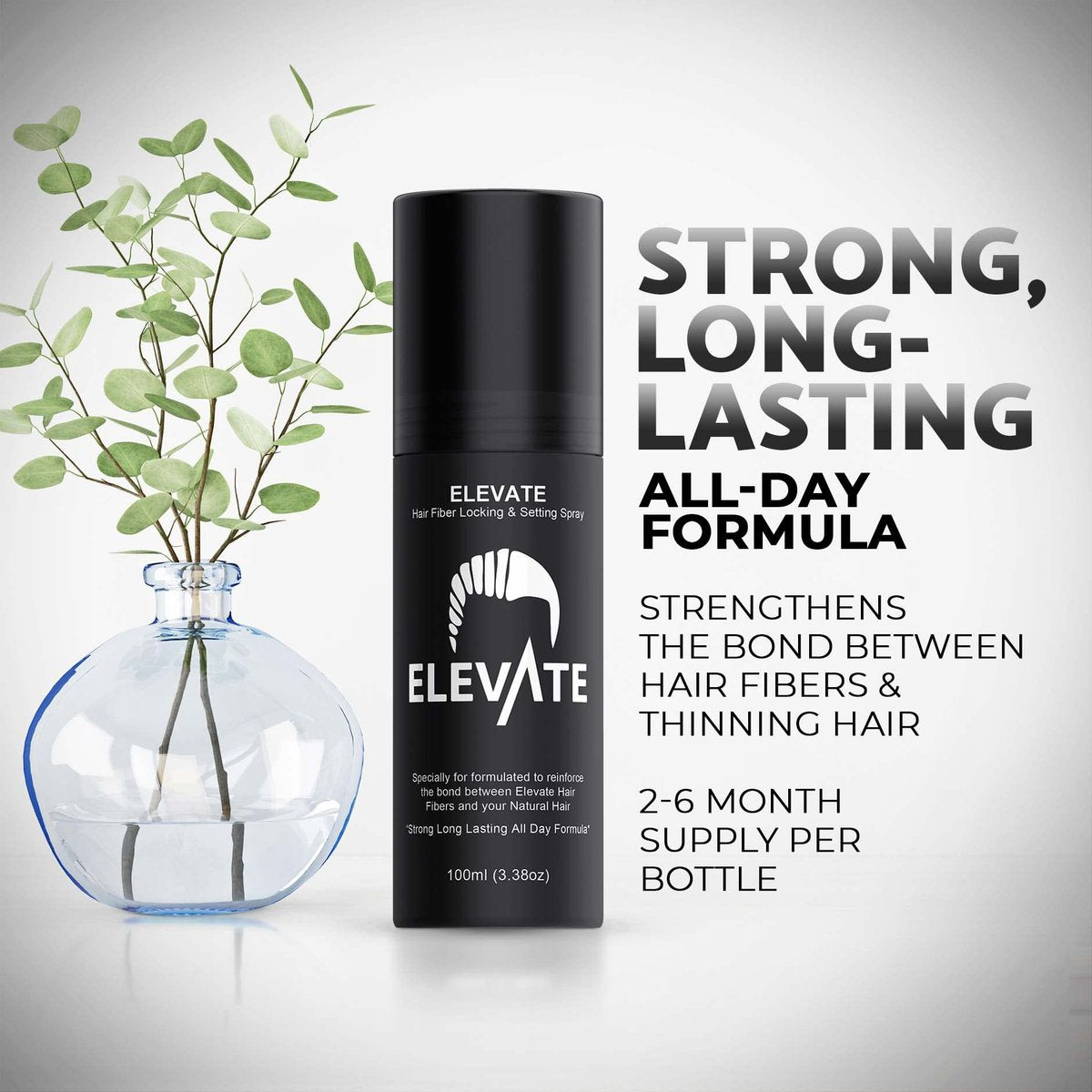Elevate Hair Fiber Locking & Setting Hold Spray – Long Lasting, Weather Resistant for Men & Women, 3.38 oz Avelisse