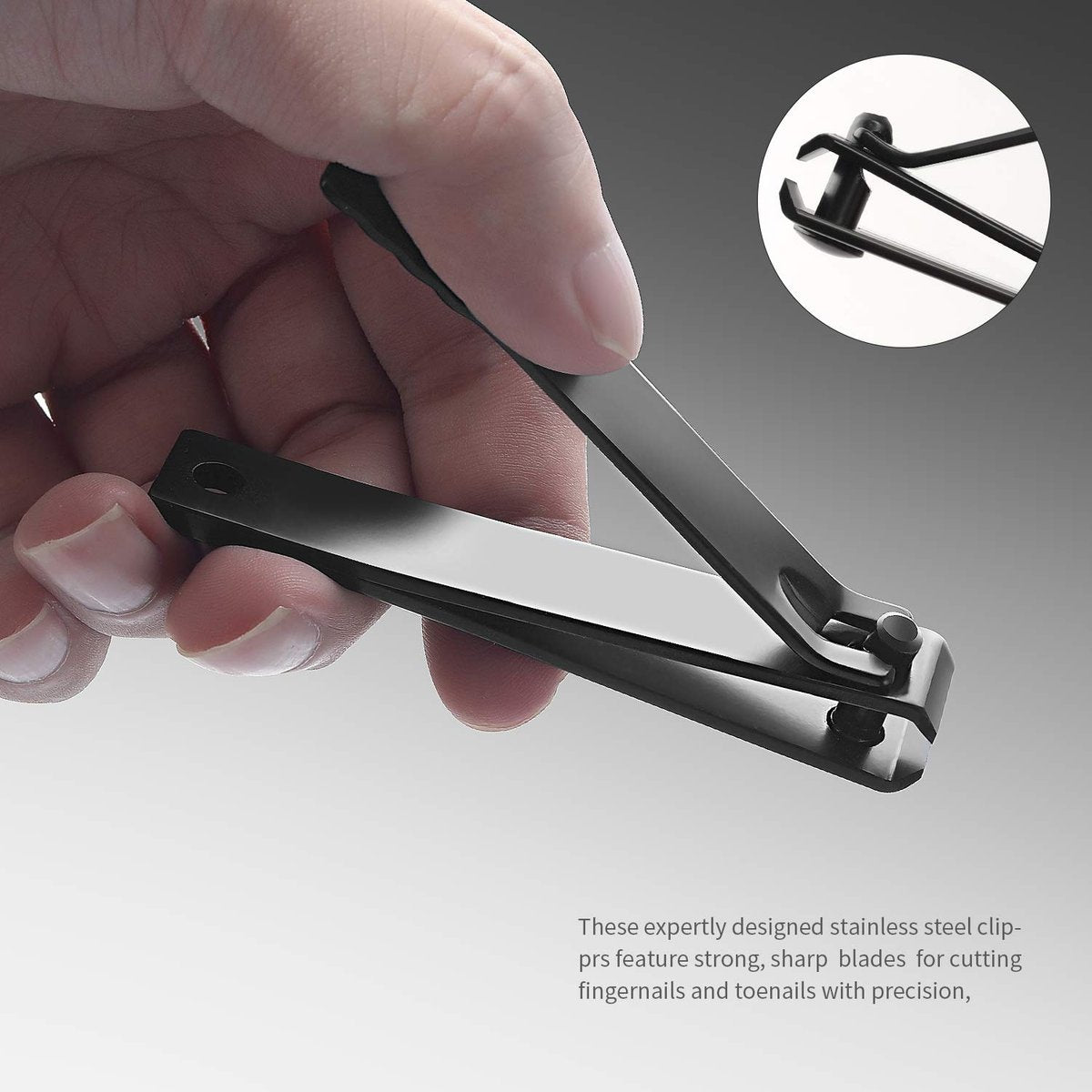 MILEILUOYUE Nail Clippers Set Black Stainless Steel – 4-Piece Nail Cutter & Sharp Oblique Toe Nail Clipper & Nail File for Men and Women, Gift-Ready - görsel 9