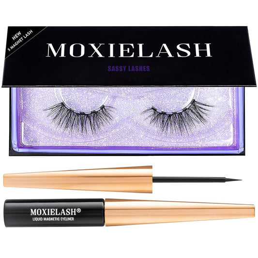 MoxieLash Sassy Kit - Mini Liquid Magnetic Eyeliner & Magnetic Eyelashes - No Glue, Mess-Free Application Avelisse