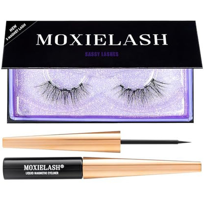 MoxieLash Sassy Kit - Mini Liquid Magnetic Eyeliner & Magnetic Eyelashes - No Glue, Mess-Free Application Avelisse