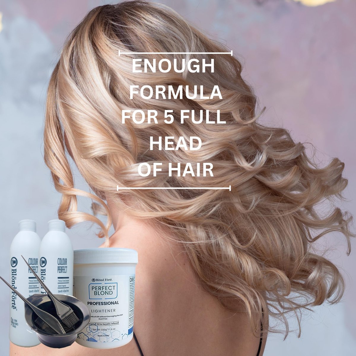 Blond Forte Perfect Blonde Hair Bleach Toner Lightener Kit – 800 ml 20 Volume Developer, Brush & Gloves – Made in Italy Avelisse