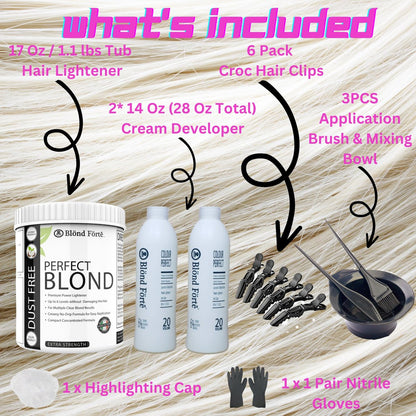 Blond Forte Perfect Blonde Hair Bleach Toner Lightener Kit – 800 ml 20 Volume Developer, Brush & Gloves – Made in Italy Avelisse