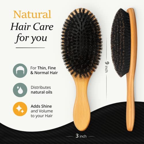 Belula Boar Bristle Hair Brush Set for Men - Soft Mens Hair Brush for Thin, Normal & Short Hair - Includes Wooden Comb, 2 Palm Brushes & Travel Bag Avelisse