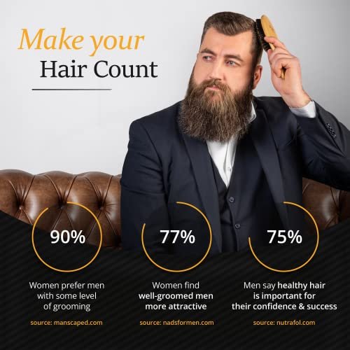 Belula Boar Bristle Hair Brush Set for Men - Soft Mens Hair Brush for Thin, Normal & Short Hair - Includes Wooden Comb, 2 Palm Brushes & Travel Bag Avelisse